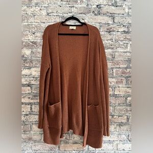 Universal Thread Women's Chocolate Brown Open-Front Cardigan with pockets